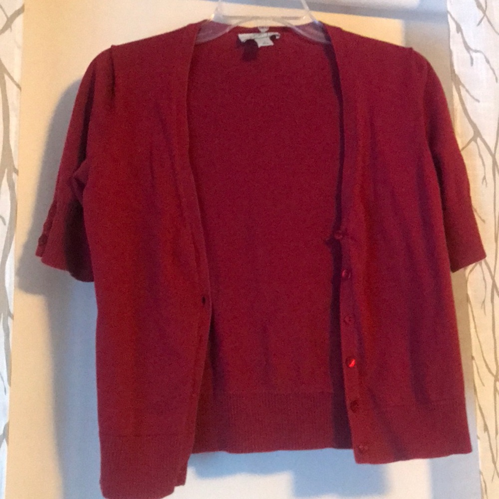 Red cardigan